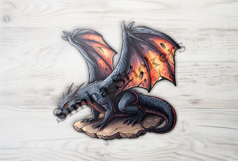 Black dragon with focused stare, homing in on prey