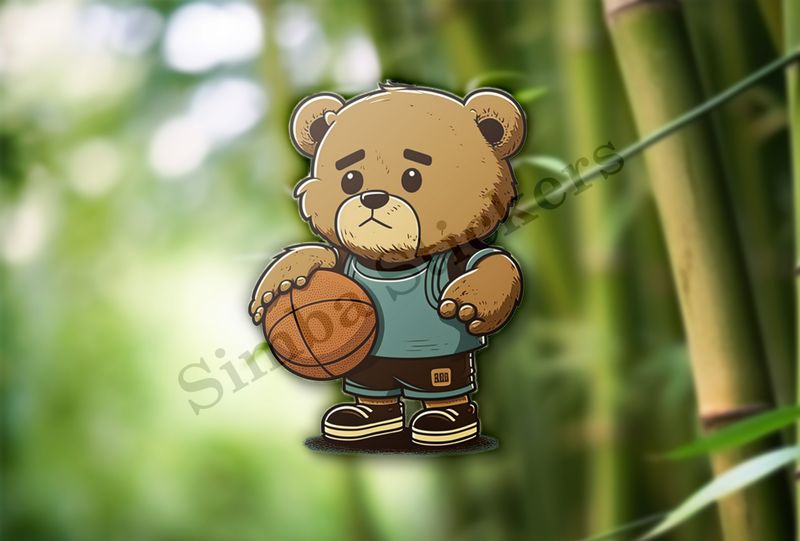 Teddybear holding a basketball