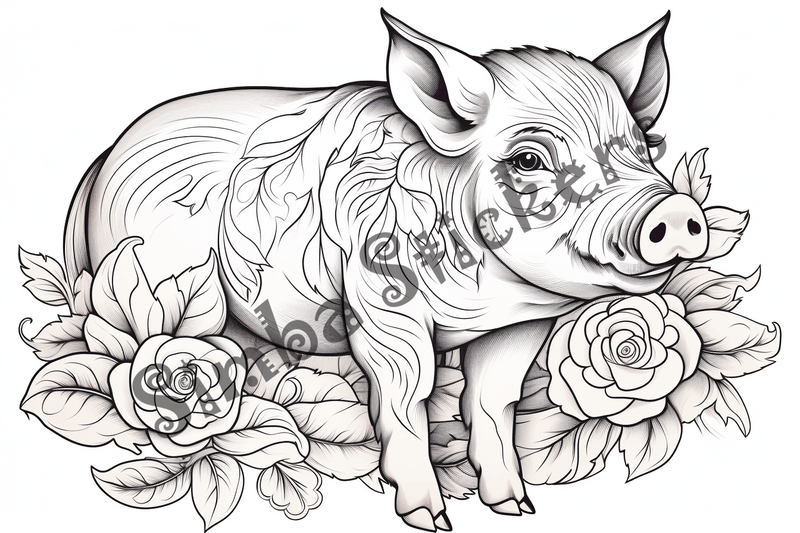 Colouring pages, bundle of pigs, 25 images 2