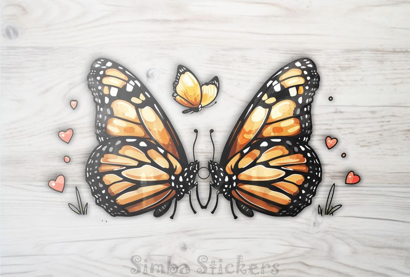 Orange butterflies in love antler-to-antler, watercolour, z83c88