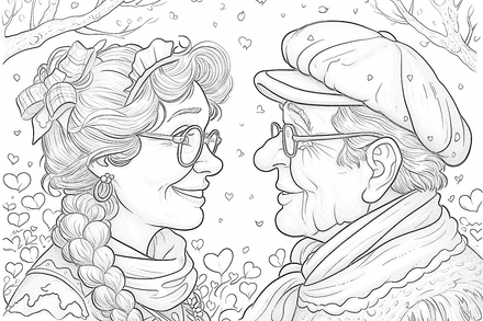 Colouring pages, bundle of people, grandparents and family, 25 images