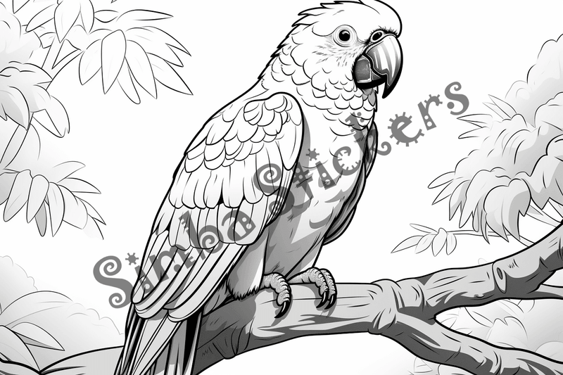 Colouring pages, bundle of parrots 2, 25 images