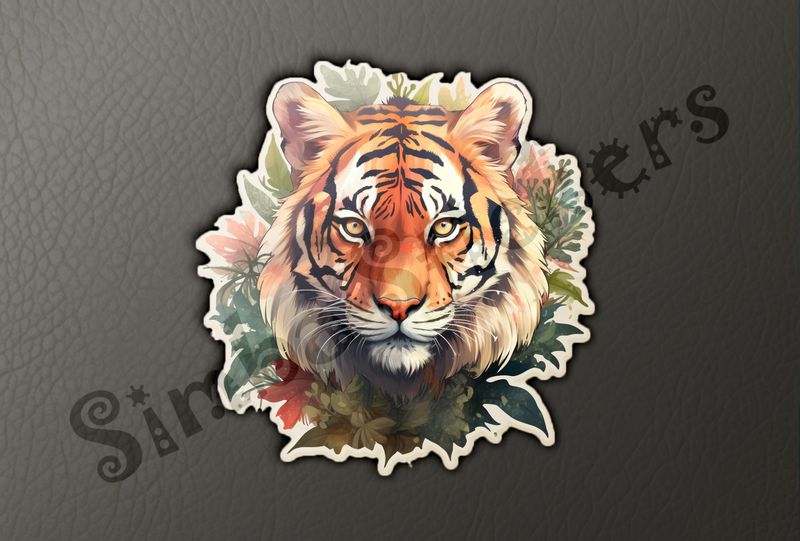 Tiger face in the green