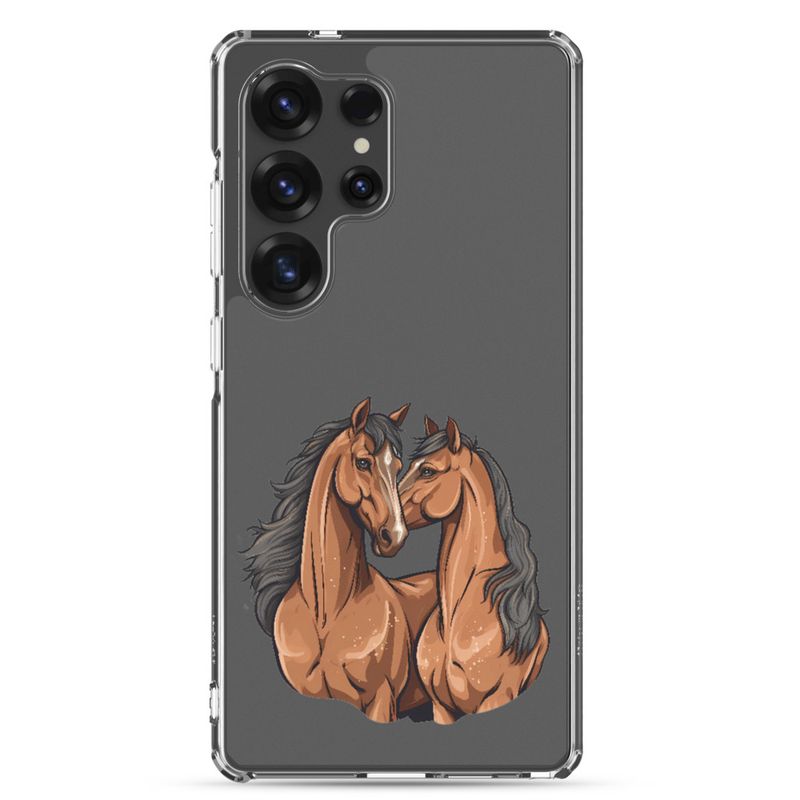 Clear Case for Samsung, Two brown horses snuggling, tdwcyd