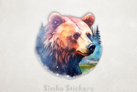 Bear with neutral expression, warm watercolour, vawofh