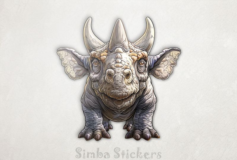 Horned dinosaur looking friendly