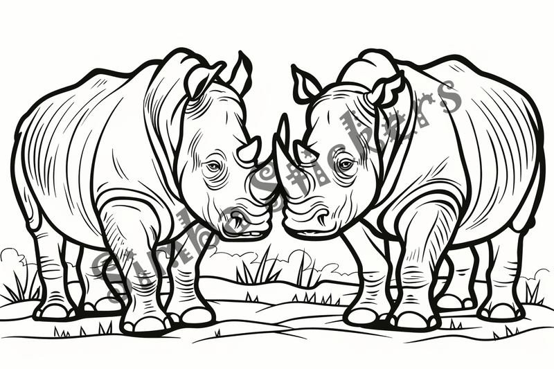Colouring pages, bundle of rhinos in love, 10 images