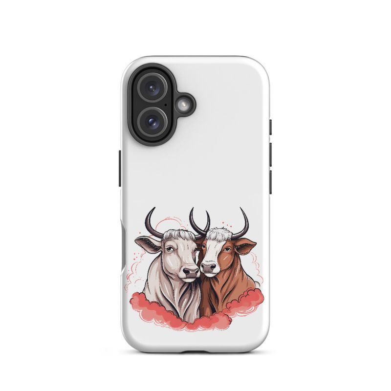 Tough Case for iPhone, Bull and cow, romantic, reddish clouds, qoucds
