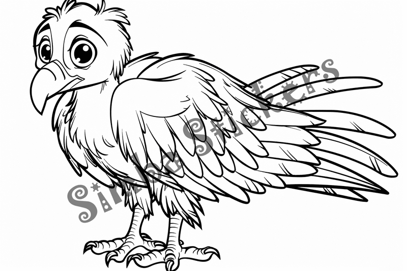 Colouring pages, bundle of singular vultures, 10 images, 9yidlp
