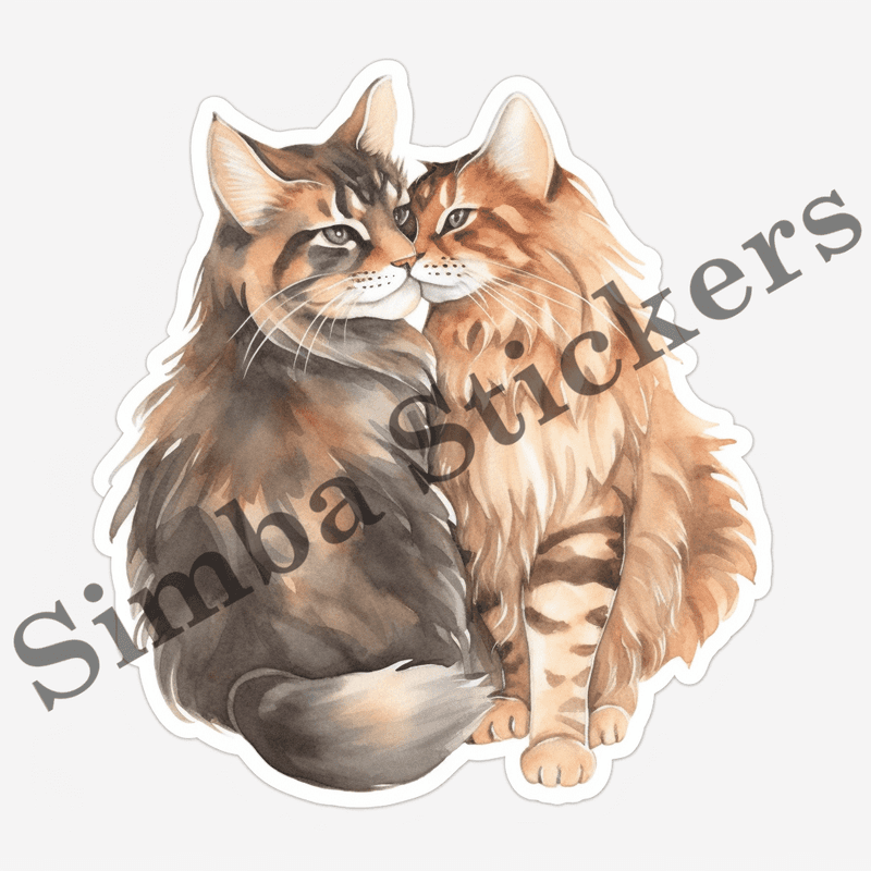 Maine Coon cats in love, image set, 10 images