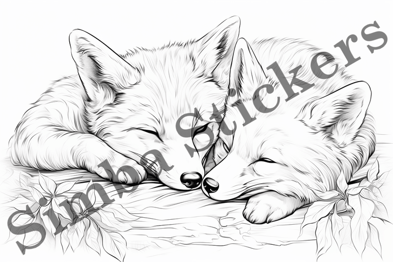 Colouring pages, Bundle of foxes, 25 images