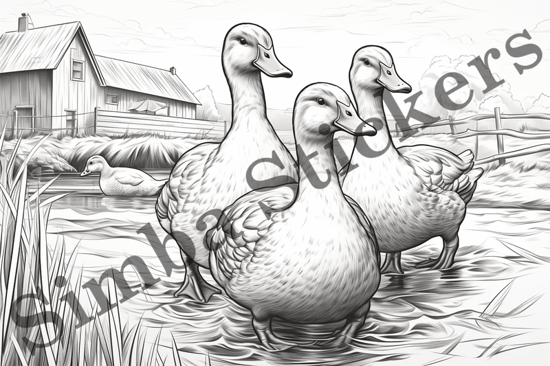 Colouring pages, Bundle of ducks in love, 25 images