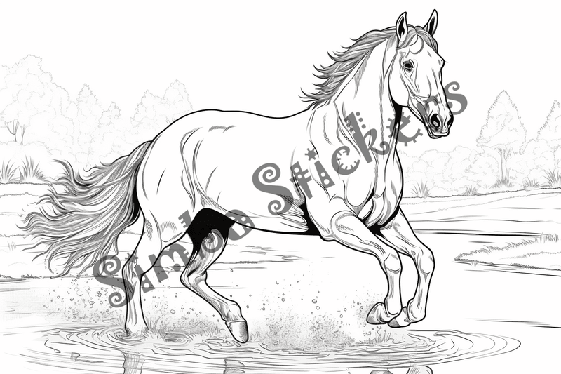 Colouring pages, bundle of horses, 25 images 2