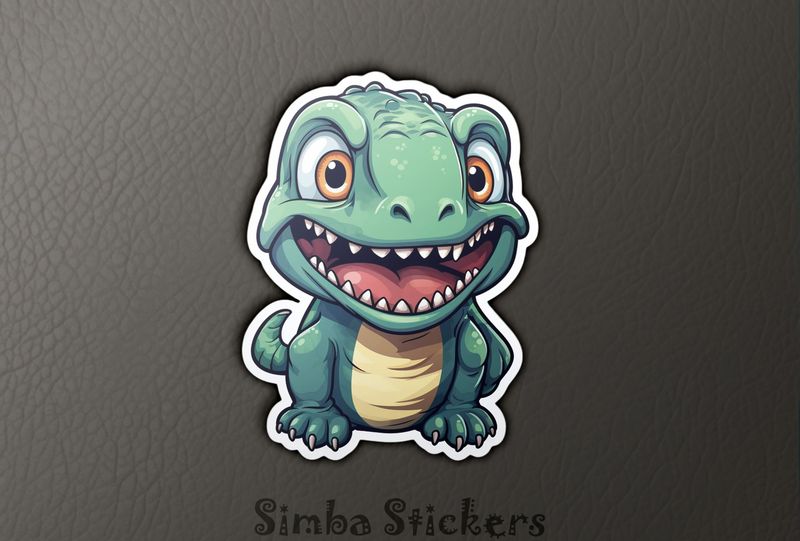 Excited baby green dinosaur