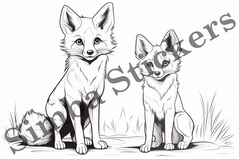Colouring pages, Bundle of foxes, 25 images