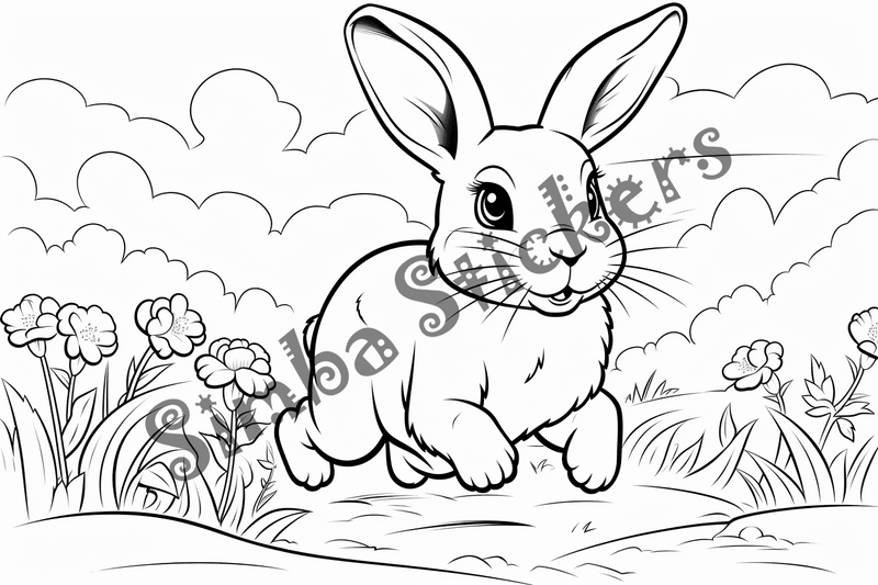 Colouring pages, bundle of rabbits, 25 images