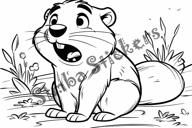Colouring pages, bundle of groundhogs, 50 images