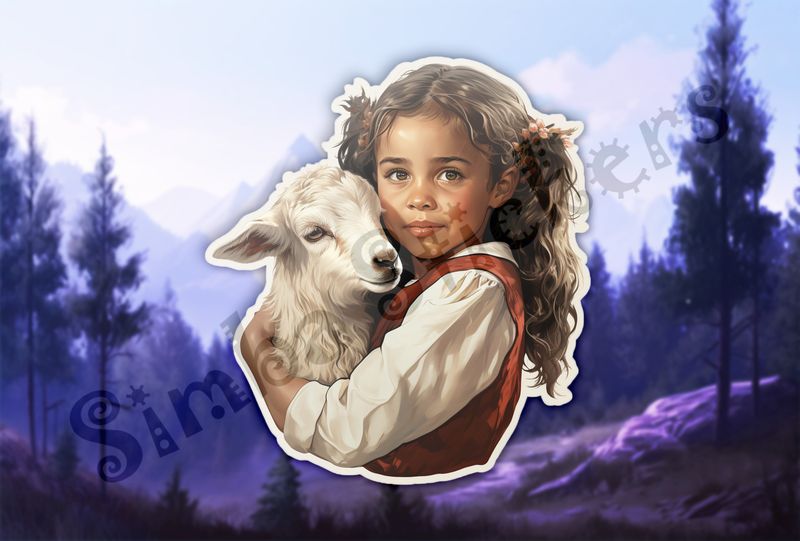Goat hugged by small girl