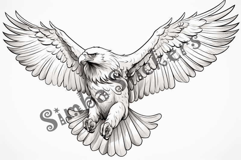 Colouring pages, bundle of eagles flying, 10 images