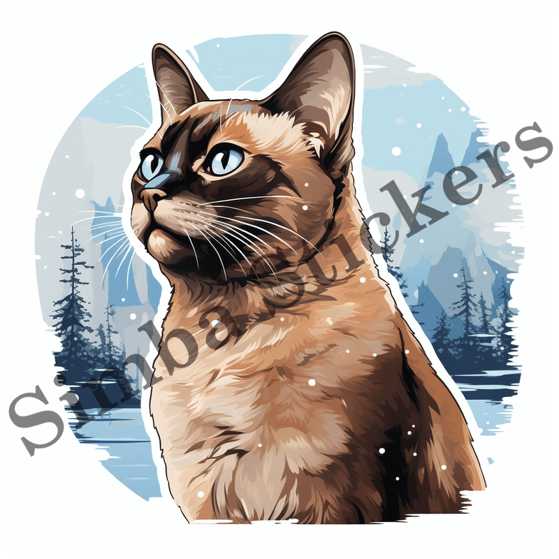 Burmese cats, watercolour, image set, 10 images