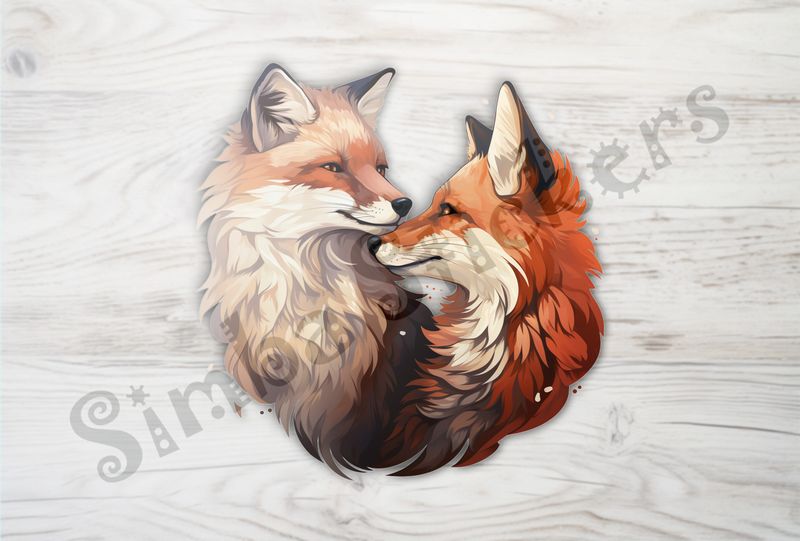 Two red foxes nose-to-nose