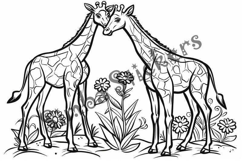 Colouring pages, bundle of giraffess, 25 images 2