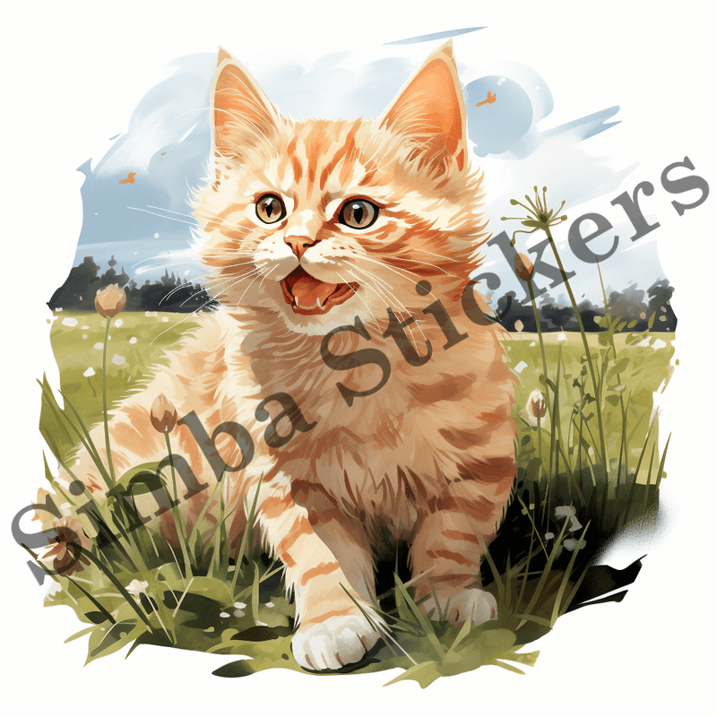 Cats in grass, image set, 10 images