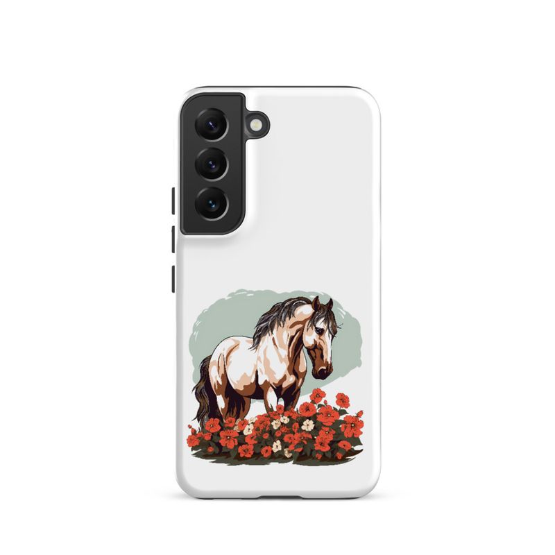 Tough Case for Samsung, Brown horse in field of red flowers, n4w2fj