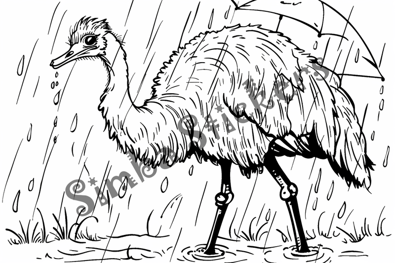 Colouring pages, bundle of ostriches, 50 images