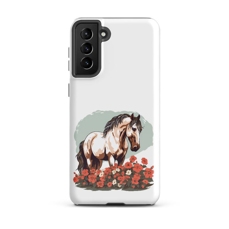 Tough Case for Samsung, Brown horse in field of red flowers, n4w2fj