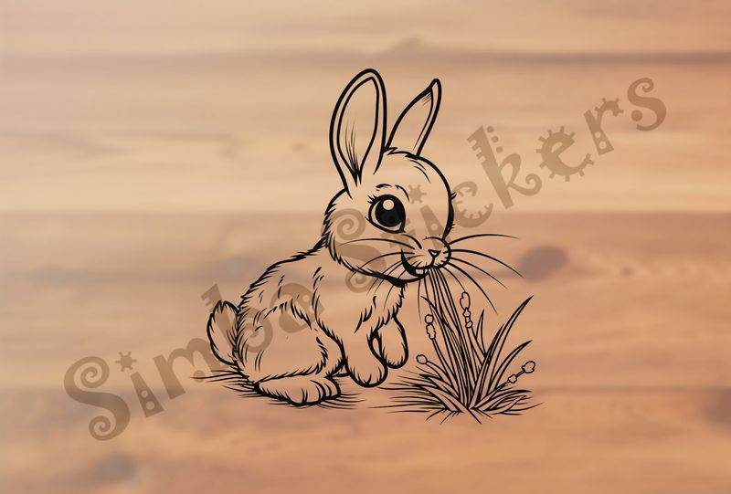 Hare in the grass, outline art