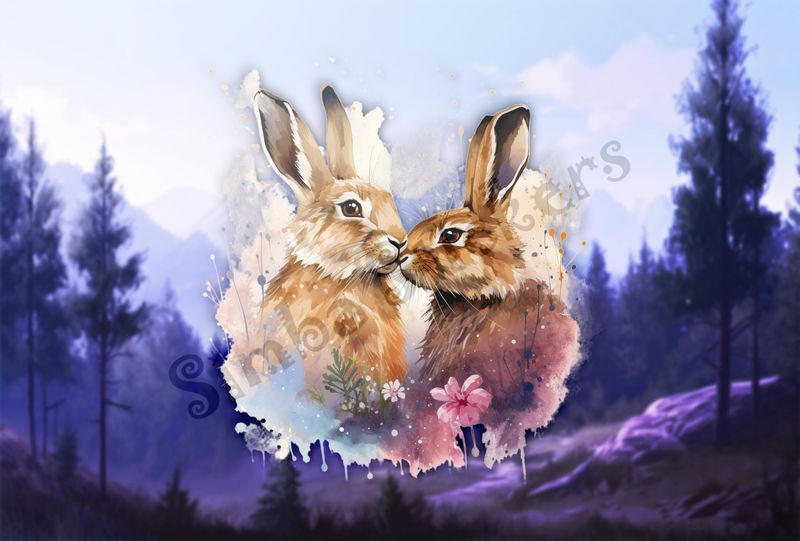 Hares nose-to-nose in love