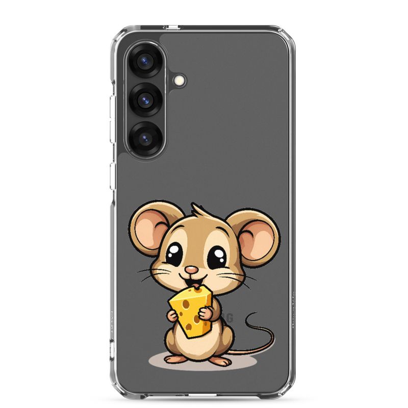 Clear Case for Samsung, Small Mouse happily licking large chunk of cheese, pqapy6