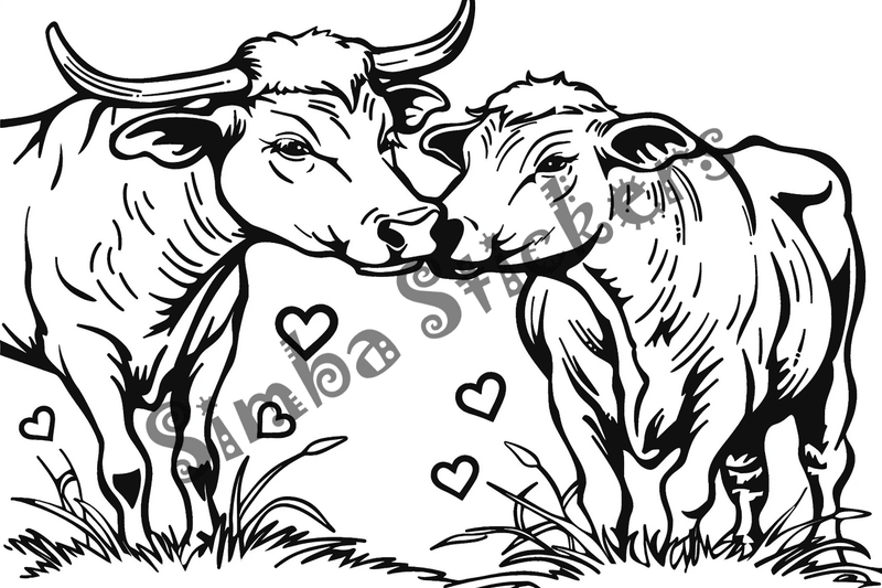 Colouring pages, bundle of cattle in love, 10 images