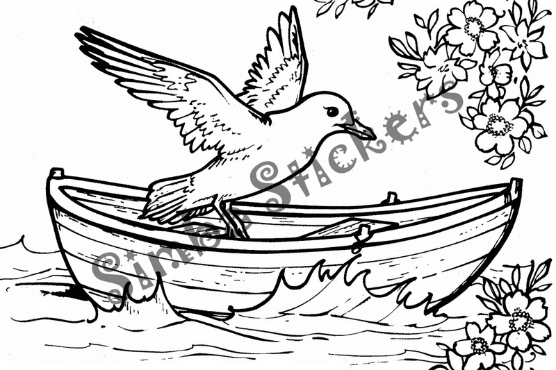 Colouring pages, bundle of seagulls, 50 images