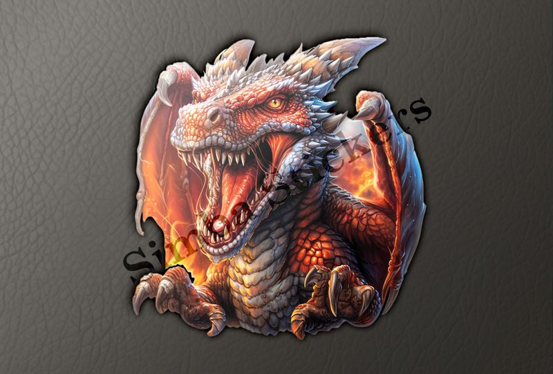 Dragon roaring furiously and menacingly, draped in fire