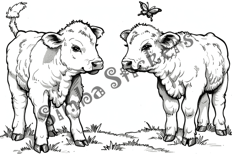 Colouring pages, bundle of cattle, 25 images 2