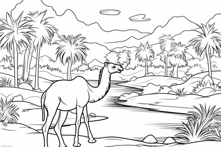 Colouring pages, bundle of singular camels, 10 images