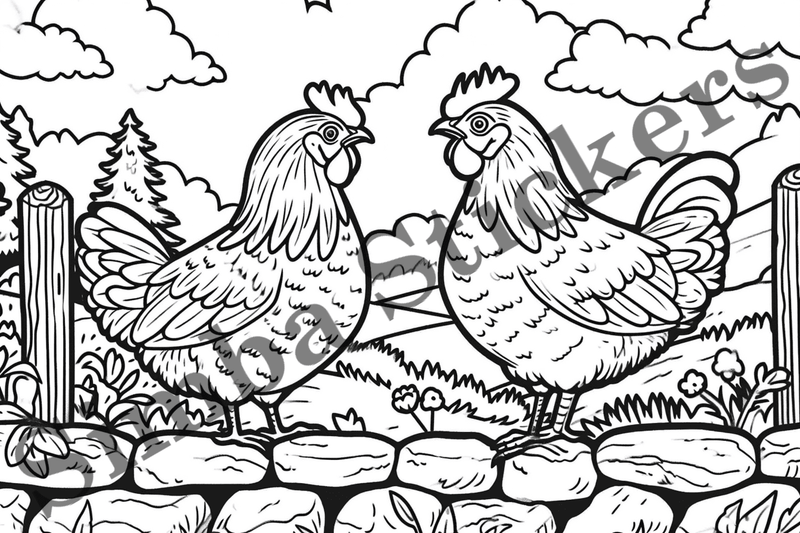 Colouring pages, Bundle of chicken in love, 10 images