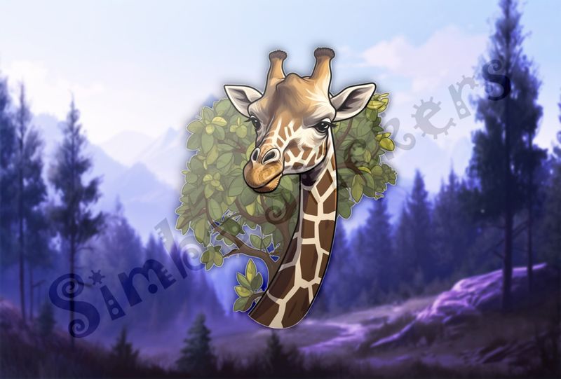 Giraffe in front of tree leaves in the Savanna