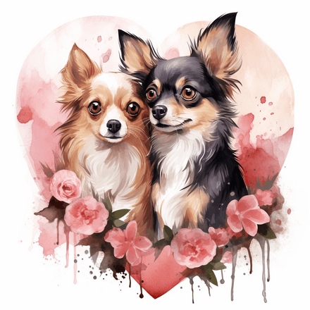 Chihuahua dogs in love, image set, 10 images