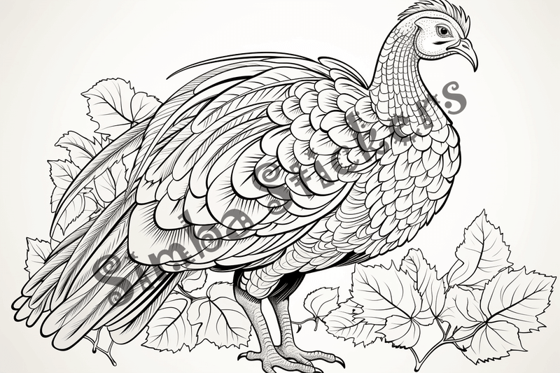 Colouring pages, bundle of turkeys, 50 images