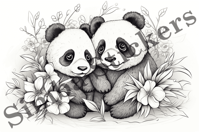 Colouring pages, bundle of pandas, 25 images, pvl2ro