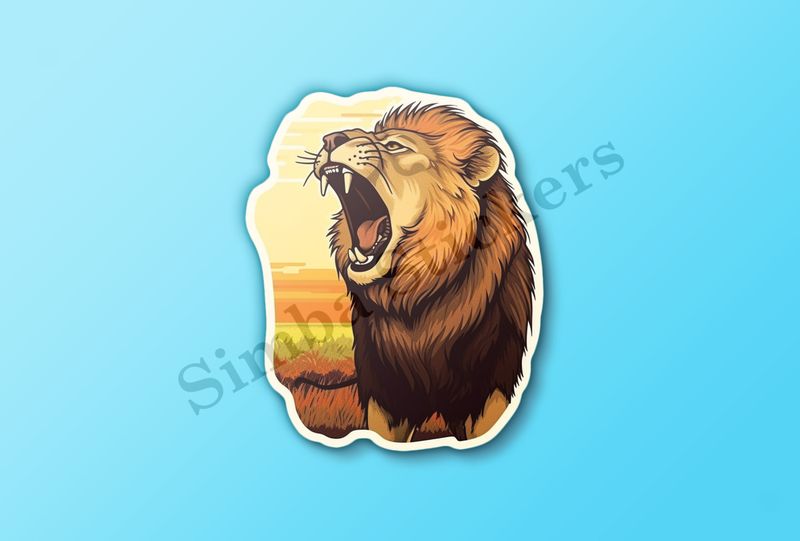 Male lion roaring  