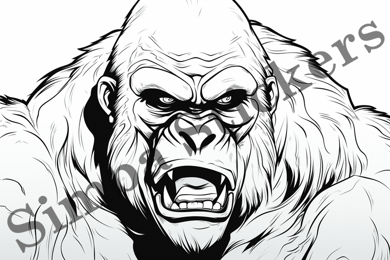 Colouring pages, bundle of gorillas, 10 images