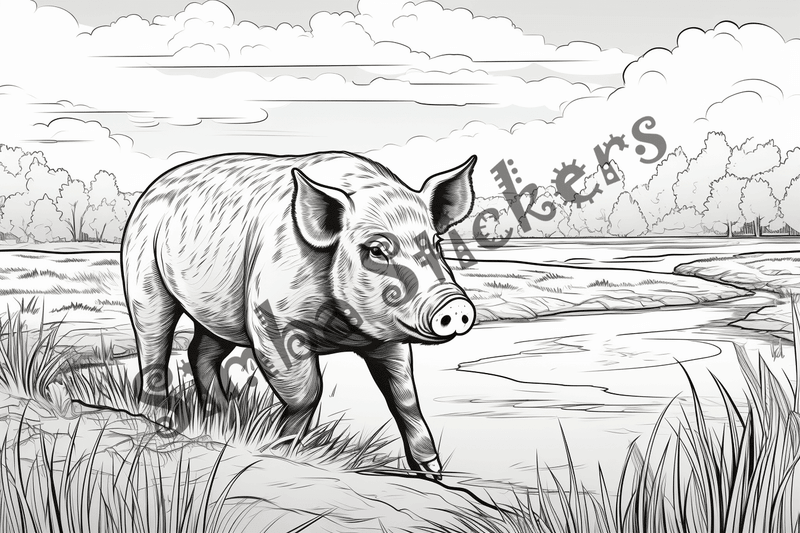 Colouring pages, bundle of pigs, 25 images 2