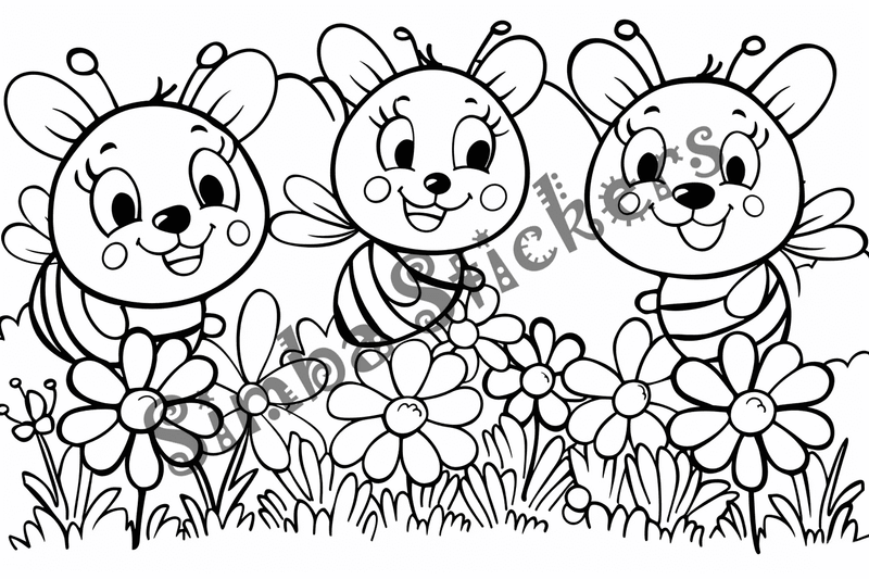 Colouring pages, bundle of bees, 25 images