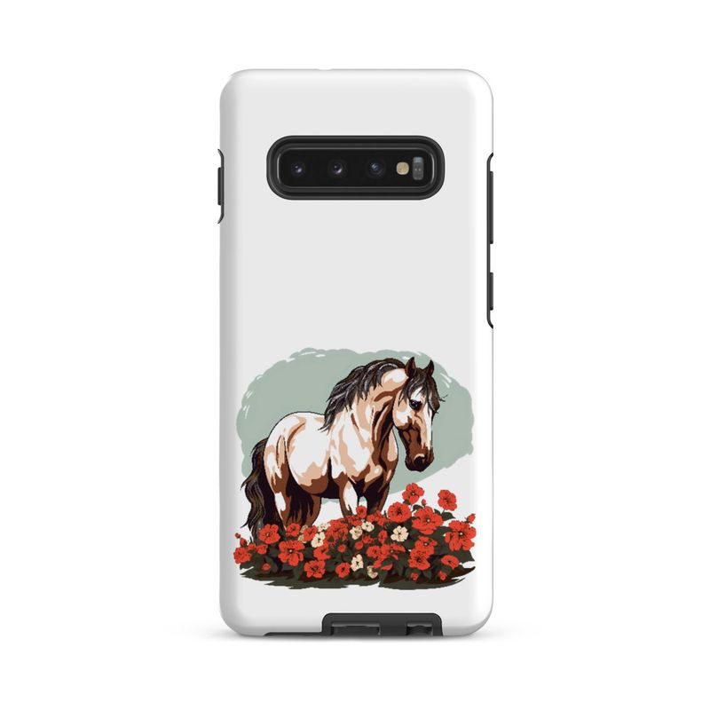 Tough Case for Samsung, Brown horse in field of red flowers, n4w2fj