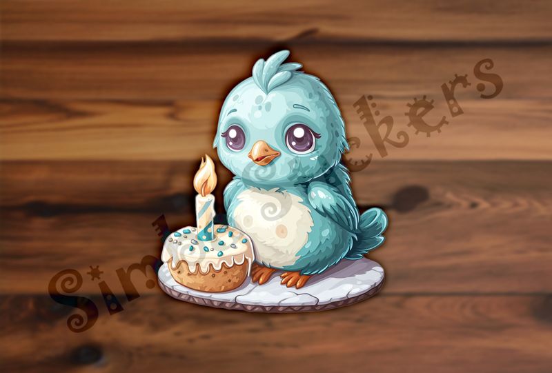 Melancholic Chick about to blow out birthday candle
