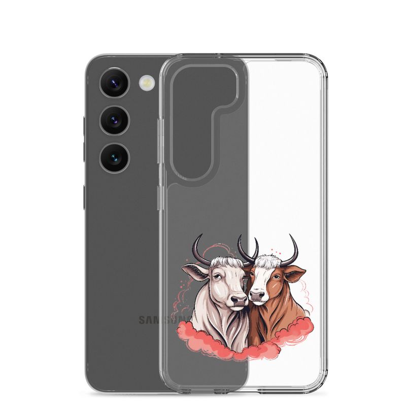 Clear Case for Samsung, Bull and cow, romantic, reddish clouds, qoucds